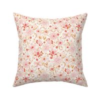 Vintage Christmas bohemian floral red_ white peach by Jac Slade