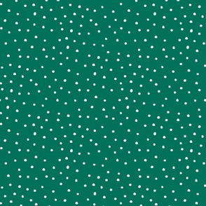 Christmas snow polka dots white on forest green by Jac Slade