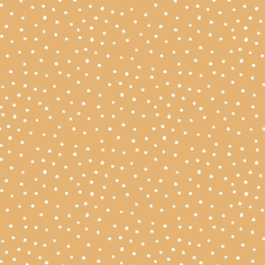 Christmas snow polka dots white on honey brown by Jac Slade