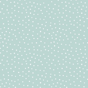 Christmas snow polka dots white on mint green by Jac Slade