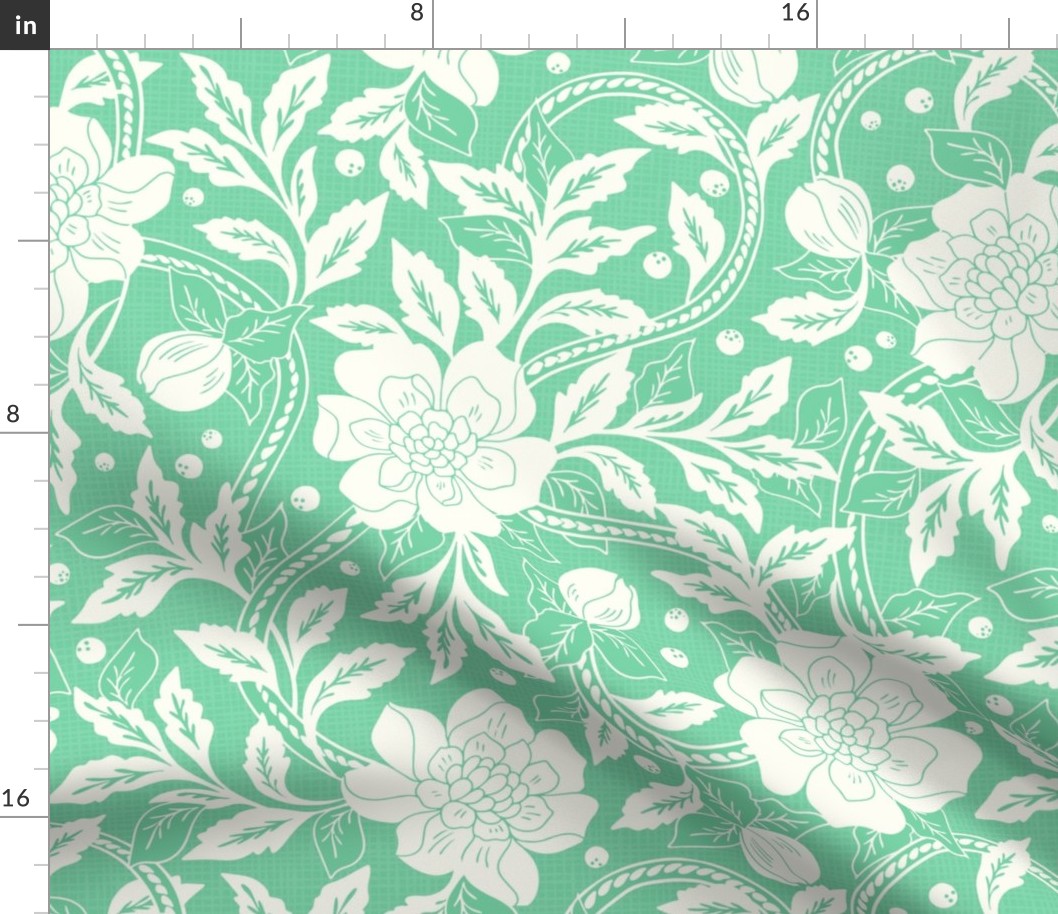 Victorian Christmas floral green and white by Jac Slade