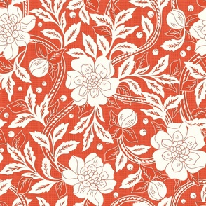 Victorian Christmas floral red and white by Jac Slade