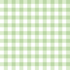 Pastel green and white gingham, SMALL, 1 inch wide squares, minimal green plaid