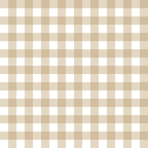 Warm beige gingham, SMALL, 1 inch wide squares, minimal neutral plaid