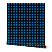 "Ring The Bell" Gingham 1 INCH Black BACKGROUND Blue LINES 