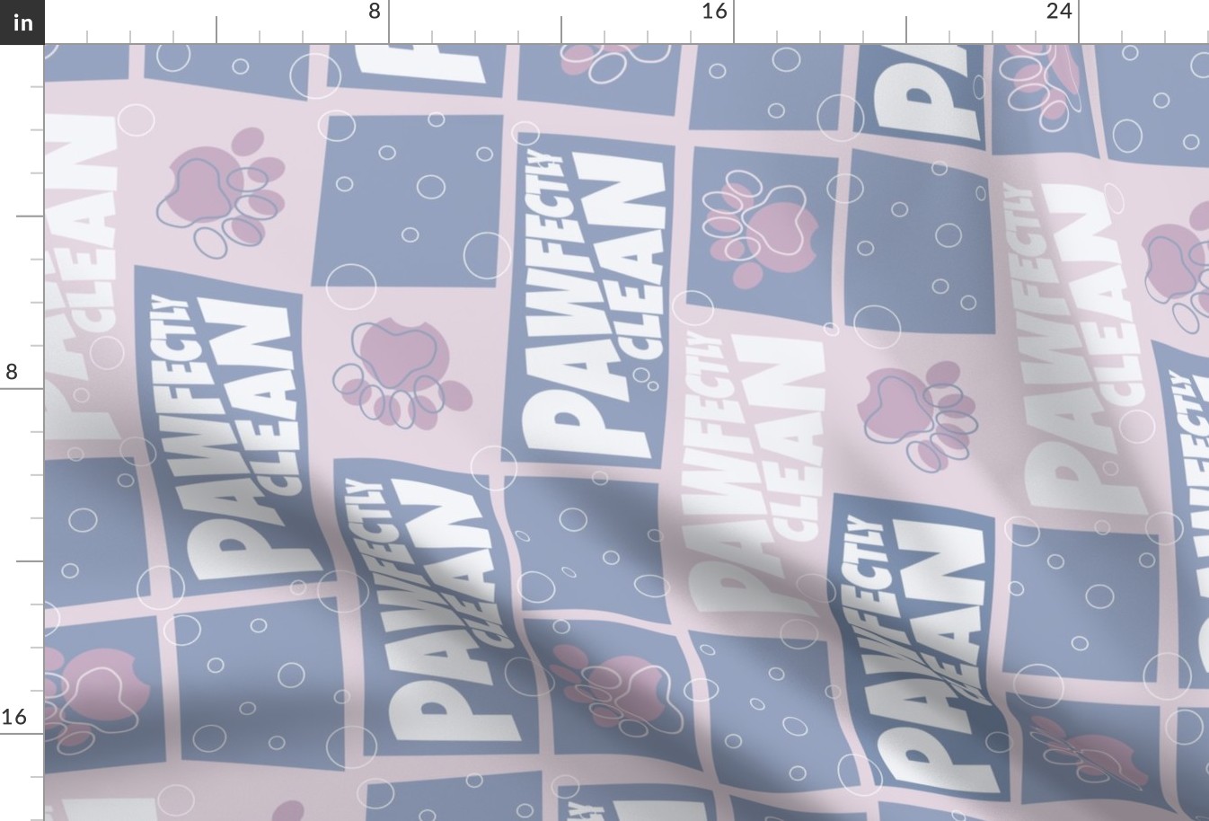 Pawfectly Clean Cat Dog Lover Tea Towel Fabric