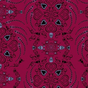 Red classical gothic style pattern  “Macabre heart”