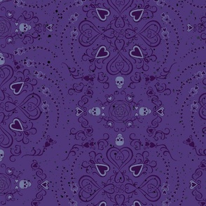 Gothical style pattern in purples and lilac “Macabre heart”