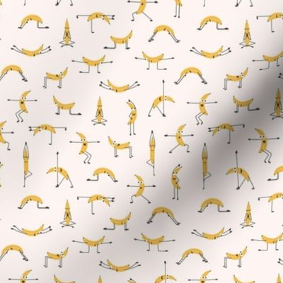 Banana Yoga / miniature scale / fun and playful pattern design for kids and the young at heart