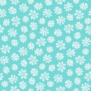 Chalking Flowers in white on muted mint green - size S