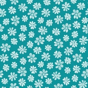 Chalking Flowers in white on muted green - size S