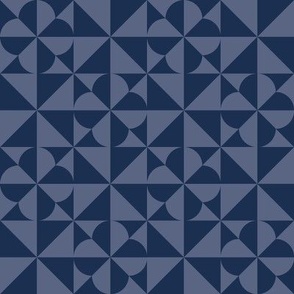 geometric flower grid_blue
