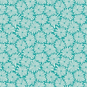 African Nature - Modern Flowers on Turquoise Lagoon Color / Medium