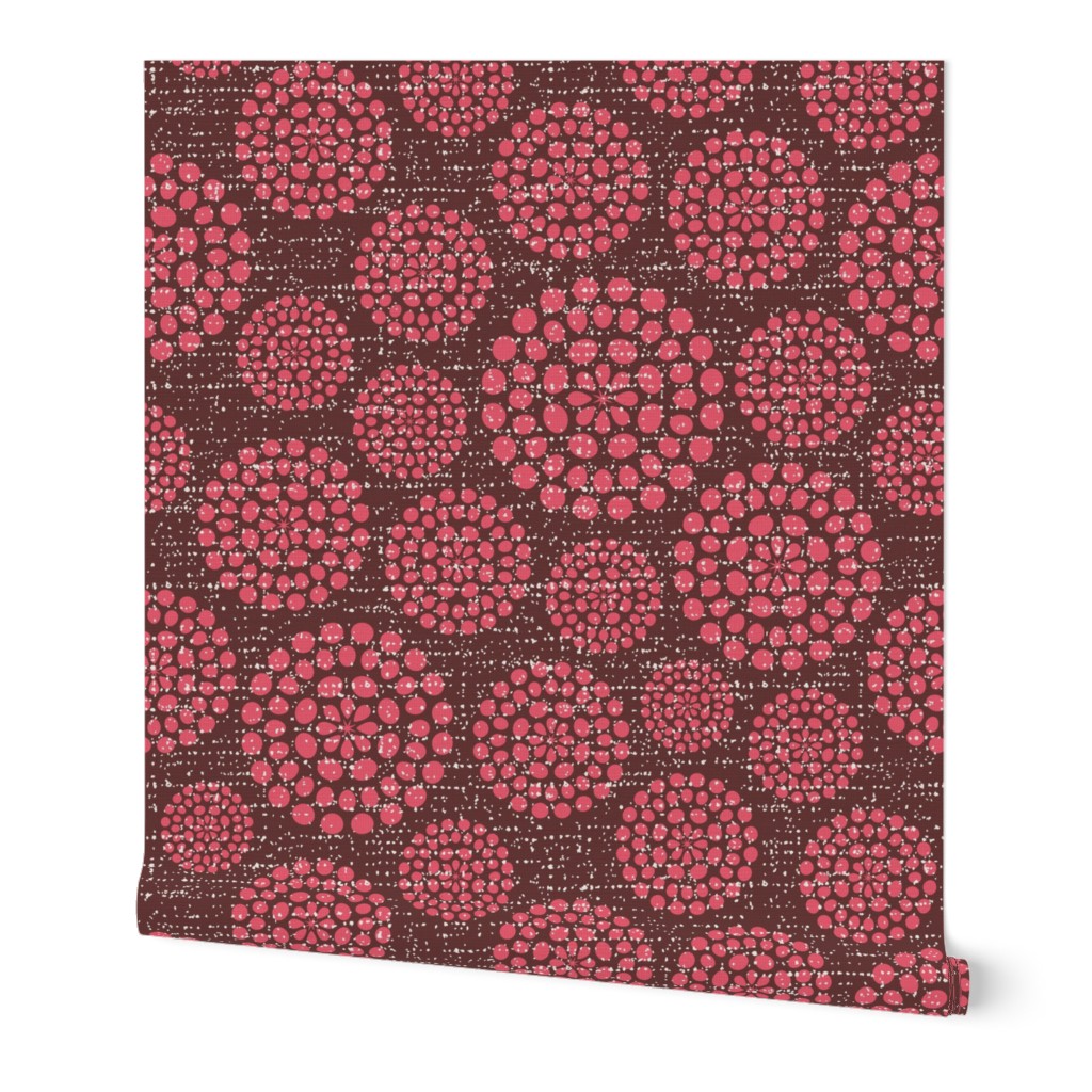 Extra large marsala red Retro Dots Circles