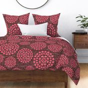 Extra large marsala red Retro Dots Circles