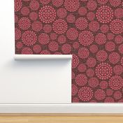 Extra large marsala red Retro Dots Circles