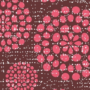 Extra large marsala red Retro Dots Circles