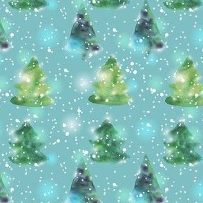 watercolour Christmas trees