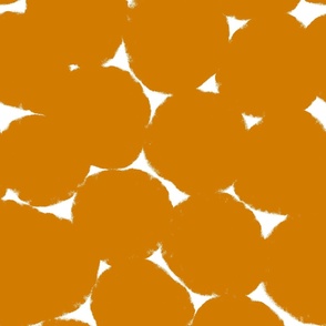 Large Desert Sun (dark orange yellow) and white Overlapping Abstract Polka Dots - Orange brown White Geometric - Modern Graphic artistic brush stroke spots - Minimal Trendy Scandi Style Circles