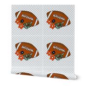 18x18 Panel Team Spirit Football and Flowers in Denver Broncos Colors Blue and Orange for DIY Throw Pillow Cushion Cover or Tote Bag