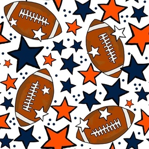 Large Scale Team Spirit Footballs and Stars in Denver Broncos Orange Blue and White