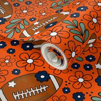 Large Scale Team Spirit Football Floral in Denver Broncos Colors Blue Orange and White