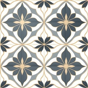 Gray, Gold & White Geometric Floral - medium