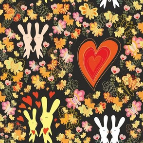 Valentines day pattern with hearts and flowers