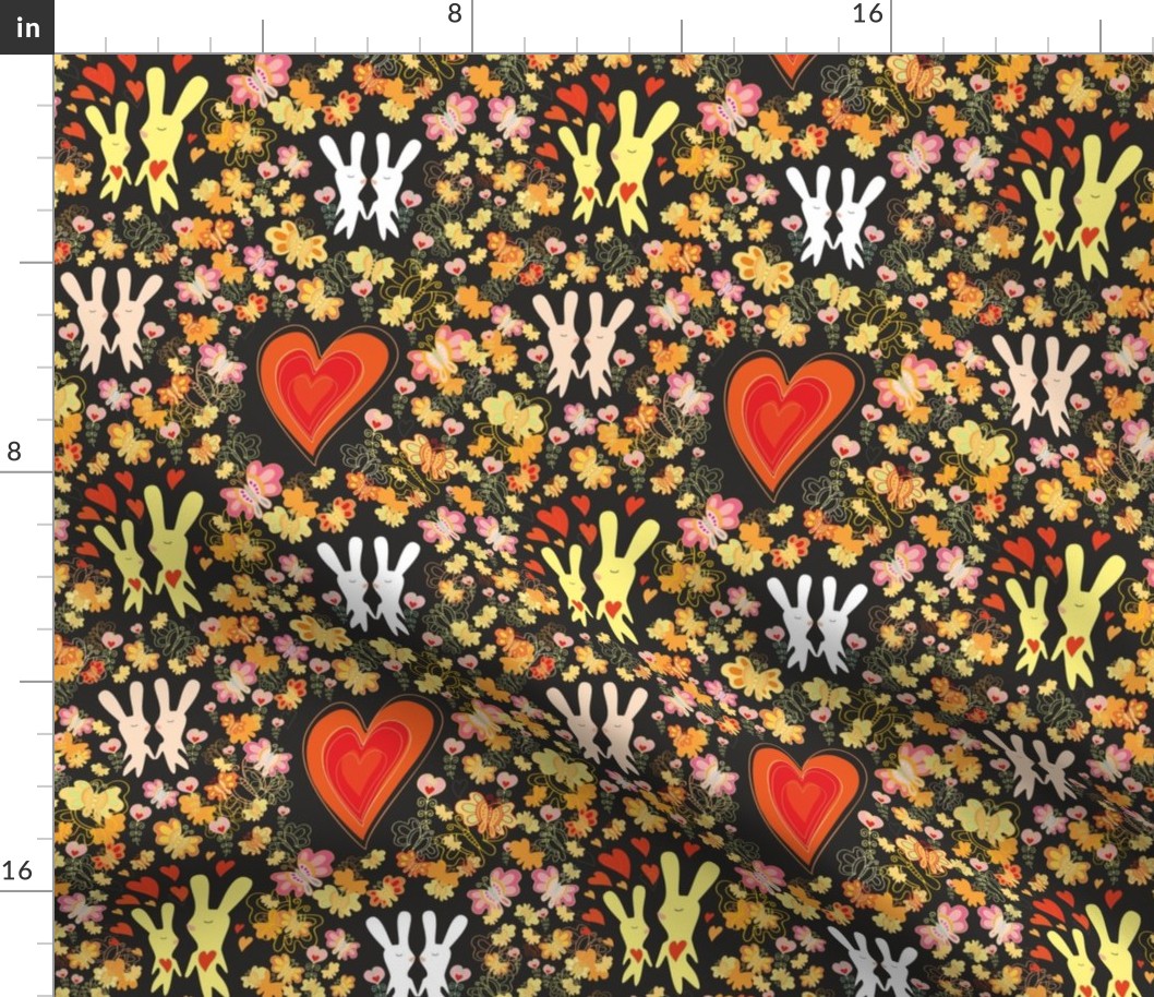 Valentines day pattern with hearts and flowers