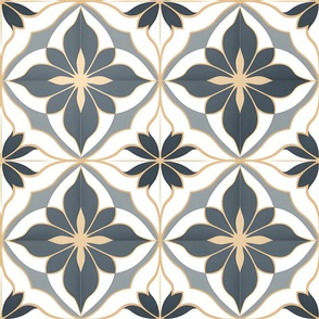 Gray, Gold & White Geometric Floral - large