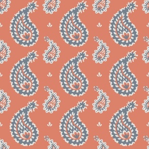 Modern Decorative Indian Paisley - Rusty Red Background