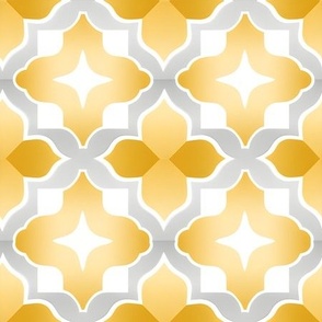 Yellow, Gray & White Tile Pattern - medium