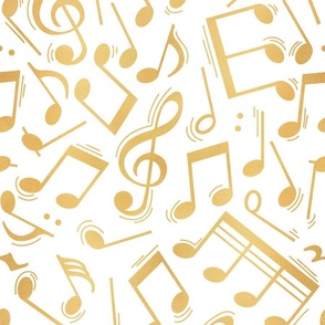 Normal scale // Joyful music // white background gold textured musical notes