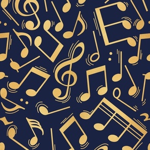 Normal scale // Joyful music // oxford navy blue background gold textured musical notes