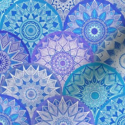 Rich Blue Purple Boho Mandala Scales Medium