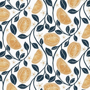 Citrus Serenade: Mediterranean Lemon Botanicals - Fresh Summer Fabric Design