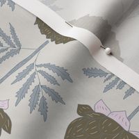 Modern Artichoke Kitchen Tea Towel - Olive Green & Blush_12'x12'