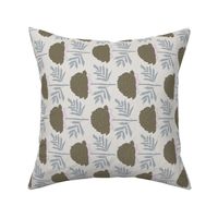 Modern Artichoke Kitchen Tea Towel - Olive Green & Blush_12'x12'