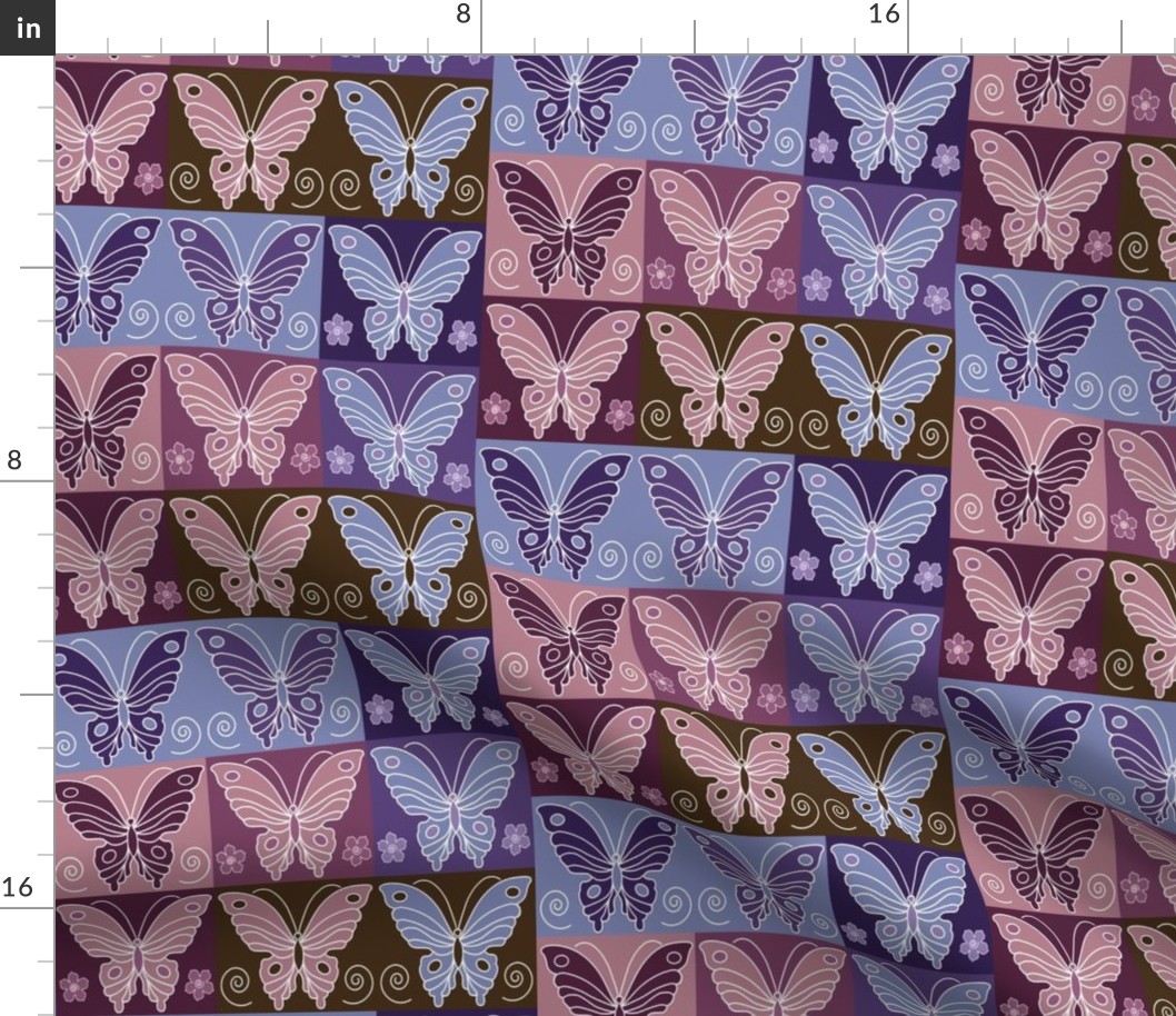 Butterfly multi-swatch - peach-rose-eggplant-purple-periwinkle-brown