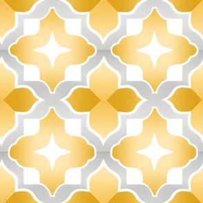 Yellow, Gray & White Tile Pattern - large
