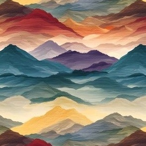 Rainbow Watercolor Mountains - small