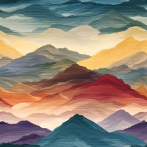 Rainbow Watercolor Mountains - medium