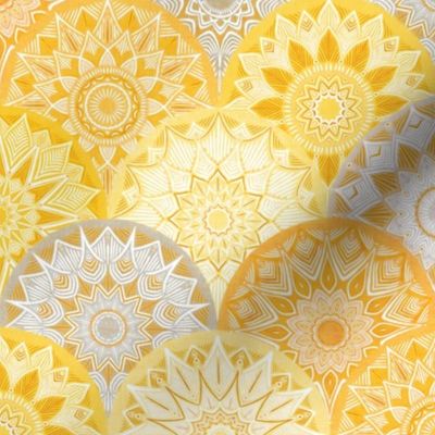 Winter Sunshine Mandalas in Gold and Grey Medium