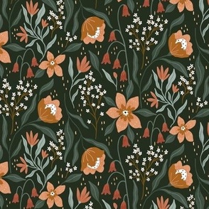 Dark green and pink floral small
