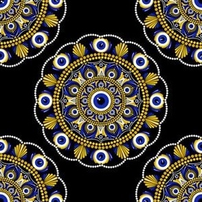6” Navy and Gold Eyes on the Prize Polka Dot Mandala Pattern - Small
