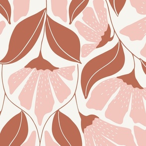 Folk Floral in light pink and mauve pink