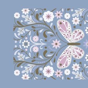 Tea Towel Folksy Butterfly