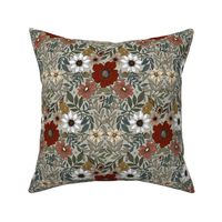 Arts and crafts Victorian inspired  floral in sage green