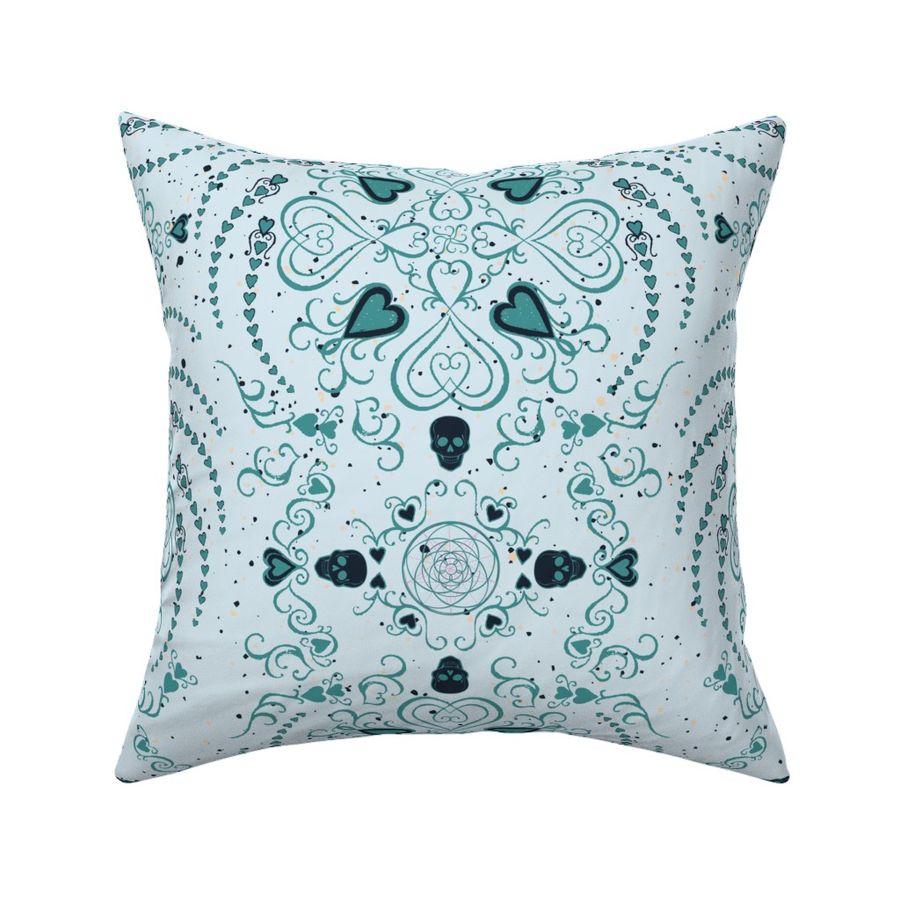 Twisted gothic style pattern inverted colours using mint green "macabre Heart"