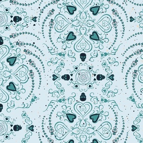 Twisted gothic style pattern inverted colours using mint green "macabre Heart"